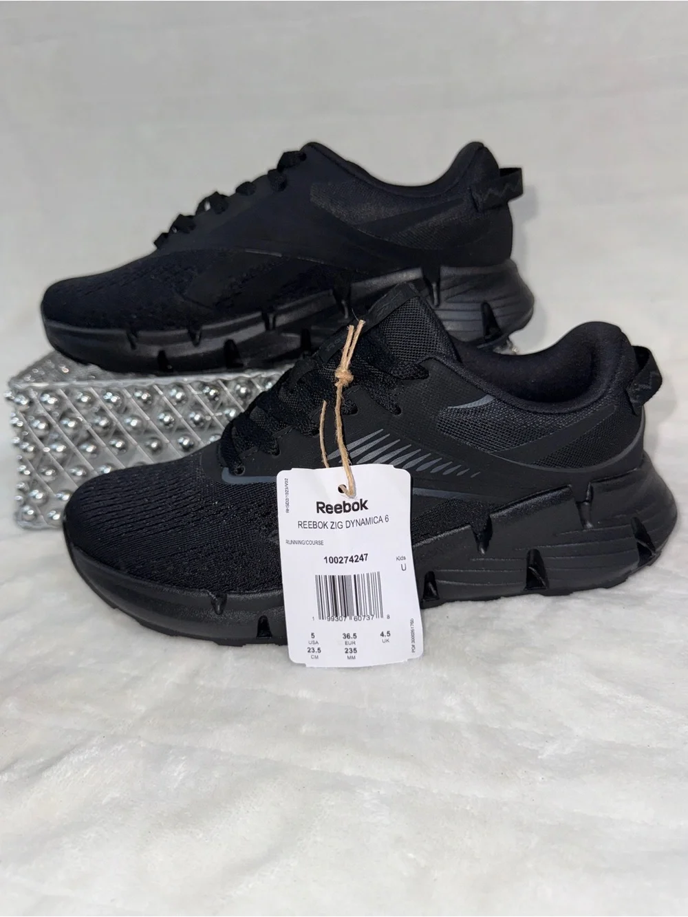 Reebok Zig Dynamica 6 Kids Black Running Shoes Sz 5Y/6.5W 100274247